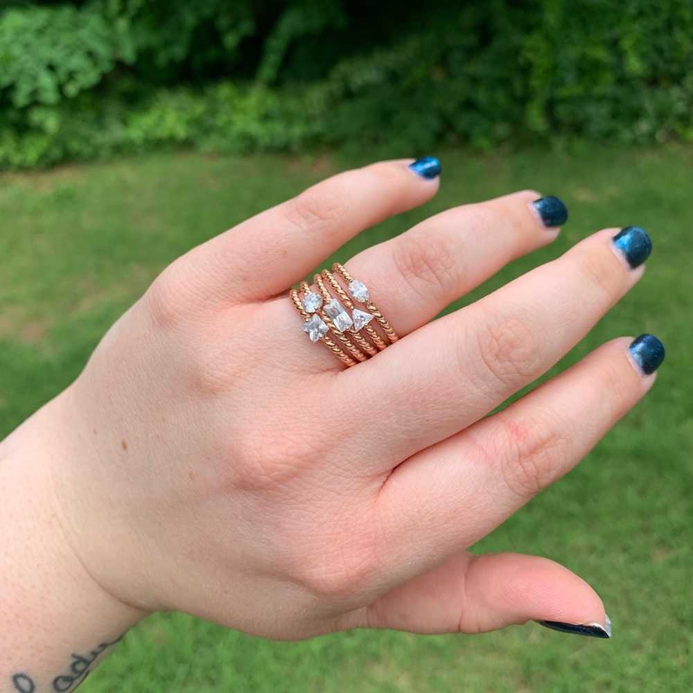 5-band Rhinestone Shape Rings - Picture 4 of 16
